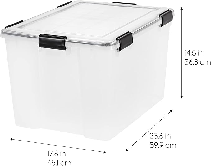IRIS USA 4 Pack 74 Qt Storage Bins Plastic Gasket Box with Tight Latching Lids