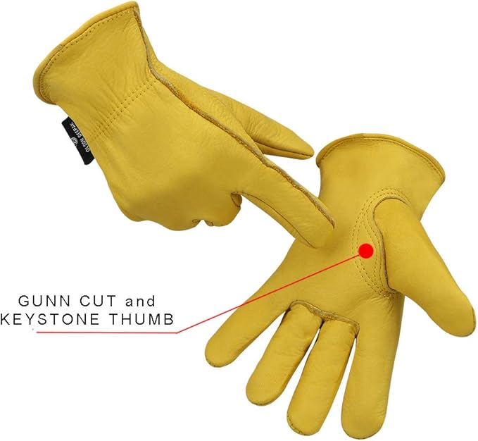 Heavy Duty leather work Gloves,Safety Cowhide Leather Garden Working Gloves for Men/Women,Driving,Yard work