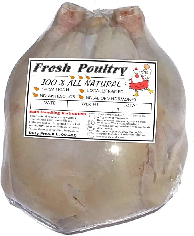 120pcs Poultry Freezer Labels with Safe Handling Instructions Frozen Stickers,Exemption P.L. 90-492(4x2.5 inch)