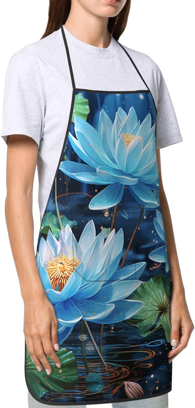 Kitchen Aprons for Men Women Waterproof Apron with 2 Pockets Tropical plants and parrots Apron Adjustable Bib Aprons