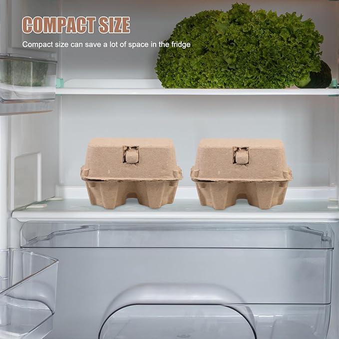 DOITOOL 25 Pcs 2 Count Egg Cartons Bulk, Natural Paper Pulp Chicken Egg Storage Containers Holder for Easter Party Kitchen Supermarkets Farm Market Display