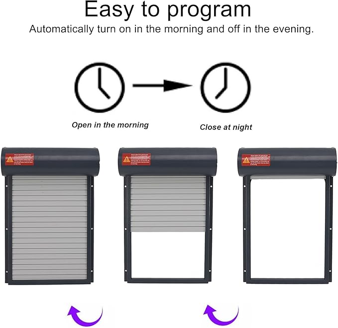 Grey Solar Powered Automatic Chicken Coop Door with Timer Control, Programmable LED Display Controller for Poultry Conservationion