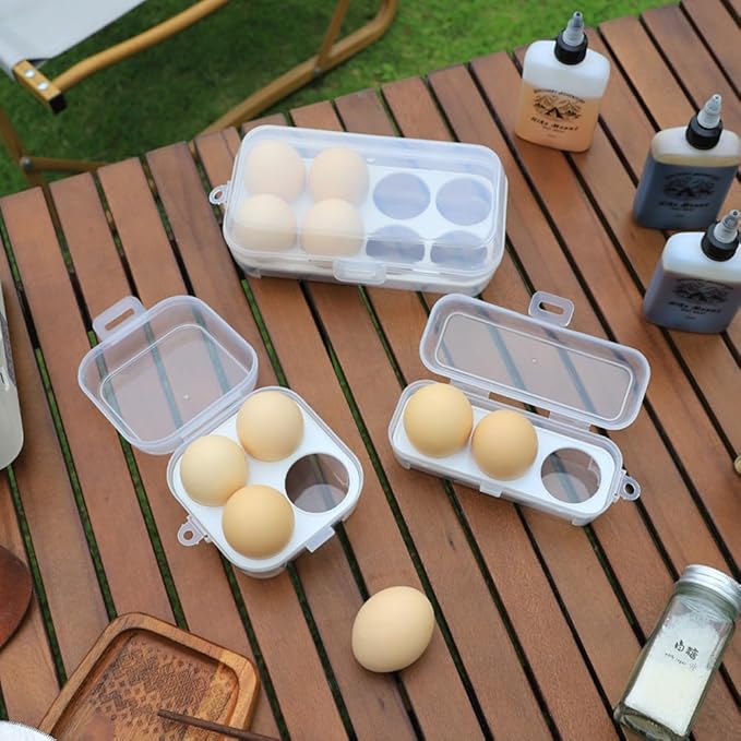 2 Pack Camping Egg Carrier 3 Grids Storage Container Portable Shockproof Eggs Protective Case Box Organizer Tray for Hiking Trekking Camper Outdoor Trip Picnic Kitchen Refrigerator