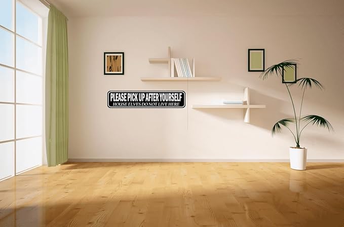 Funny Cleaning Reminder Metal Sign - 'Pick Up After Yourself' Humorous House Sign for Kitchen, Laundry Room or Entryway 16x4 Inch