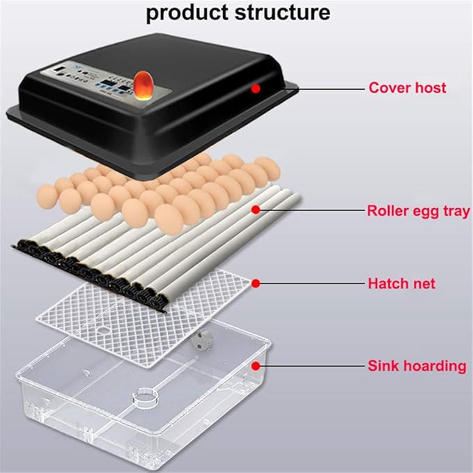 Mini Egg Incubator, Digital Full Automatic Poultry Hatcher Machine LED Display,Temperature Control & Automatic Egg Turner, for Hatching Chicken Duck Goose Quail Birds (48 Egg)