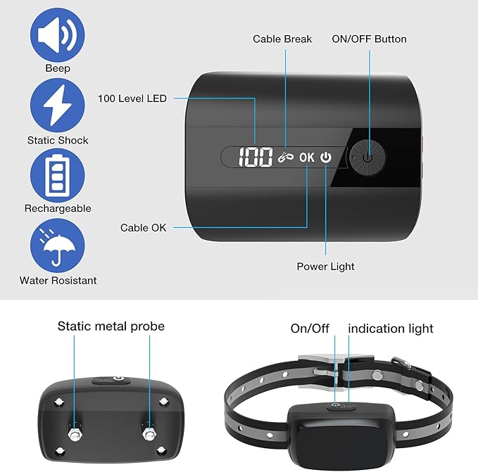 Underground Dog Fence System - Extremely Professional Electric Fence for Dogs for Easy Setup and Waterproof, Wireless Collars with Tone/Shock for 2 Dogs