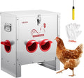 VEVOR Automatic Chicken Feeder, 25 lbs Capacity, 6 Feeding Ports No-Waste Poultry Feeder, Automatic Gravity, with Handle Latch Lid, Metal Construction, for Chickens Bantams Pheasants Poultry Coop