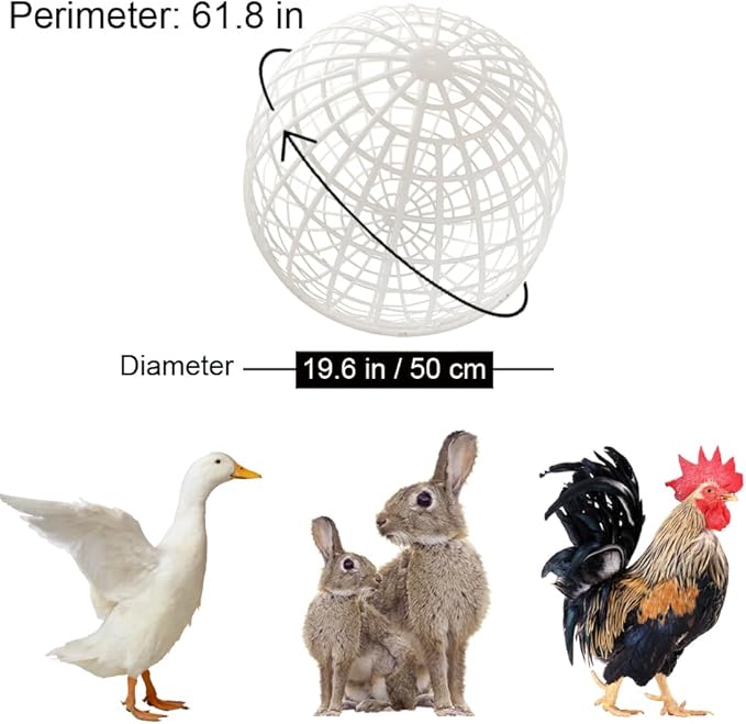 3 PCS 19.6" Movable Ball-Shaped Animals & Poultry Cages,Pet Safe Walking Net, Farm Courtyard Outdoor Accessible Rolling Rabbit Duck Hutch Chicken Coop,Preventing Dog Bites Trampled by Horse