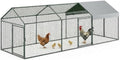 Metal Chicken Coop Chicken Run with Waterproof Anti-UV Cover, 120×40×40 in Outdoor Chicken Pen, Black Square Tube Poultry Cage for Backyard Hens Ducks