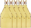 5 Pack Kitchen Apron, Work Apron, Canvas, Multiple Pockets, Gardening, Painting, BBQ, Artist, Carpenter, Sizes M to XXL, Amber