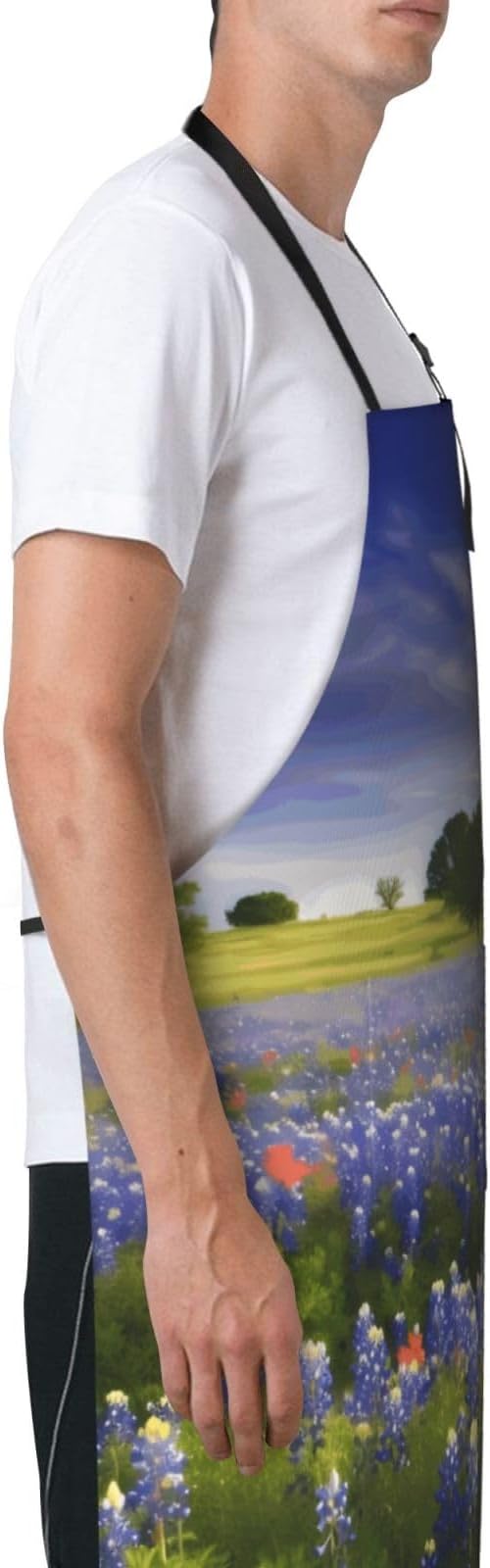 Aprons for Women with Pockets Waterproof Apron Adjustable Bib Turquoise Blue Gold Marble Apron Chef Apron