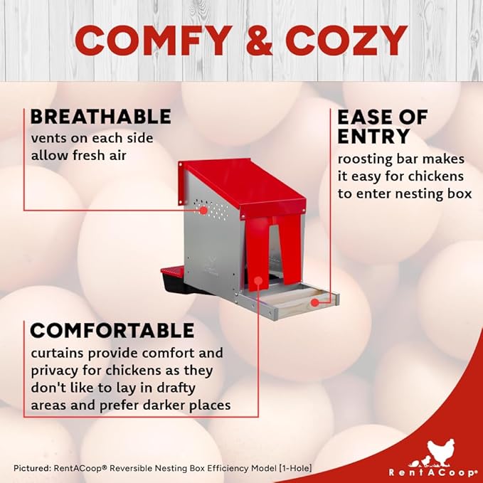 RentACoop Roll-Out Reversible Nesting Box Suite (3 Compartment) for Chickens, Ducks, Poultry
