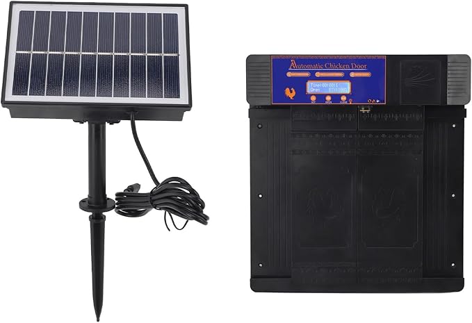 Automatic Chicken Coop Door, Lightweight Durable Rust with Timer and Infrared Anti Pinch Sensor, for Chickens Ducks Geese Poultry Safety (Black)
