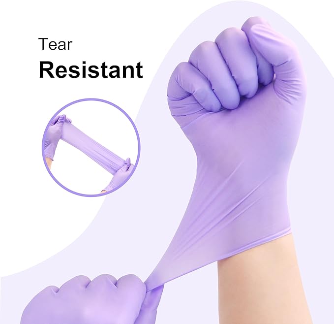 Disposable Nitrile Exam Gloves, 3-mil, Lilac Gloves Disposable Latex Free, Powder Free