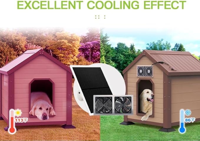 10W Solar Fan, Dual Metal Shell Exhaust Fan Kit for Chicken Coops, Greenhouses, Sheds, Pet Houses, and Windows, chicken coop accessories