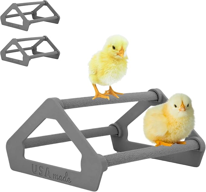 Roosting Perch for Baby Chickens, Chick Brooder Coop Training Toy Accessory, Easy Click Together Assembly, Durable Plastic, Mix and Match Colors, USA Made (Dark Gray, 3 Pack)