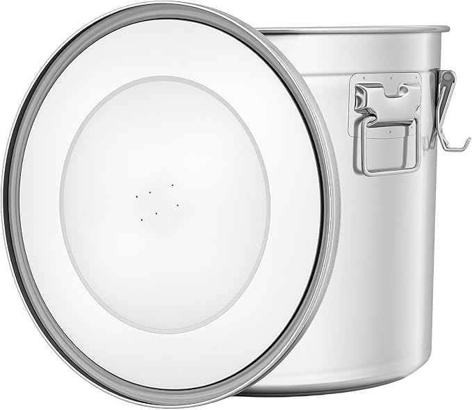 Stainless Steel Airtight Canister, Large Capacity Food Storage Container, 304 Grade Metal Bucket with Silicone Seal Lid, 12.68Gal Flour Rice Cereal Bin for Kitchen Pantry Restaurant, Stackable