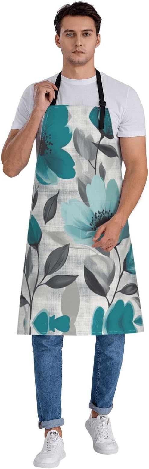 Kitchen Aprons for Men Women Waterproof Apron with 2 Pockets Whale Tail Apron Adjustable Bib Aprons