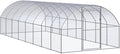 Large Metal Chicken Coop, Walk-in Poultry Cage with Galvanized Steel Frame, Durable Outdoor Run for Hens, Ducks, and Small Animals, 3x8x6.6 ft