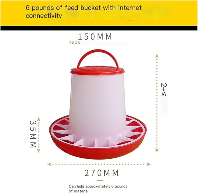 Automatic Hanging Chicken Feeder - 2kg/6kg/12kg/18kg Poultry Food Dispenser - Space Saving Design for Chickens, Ducks & Small Birds(6kg)
