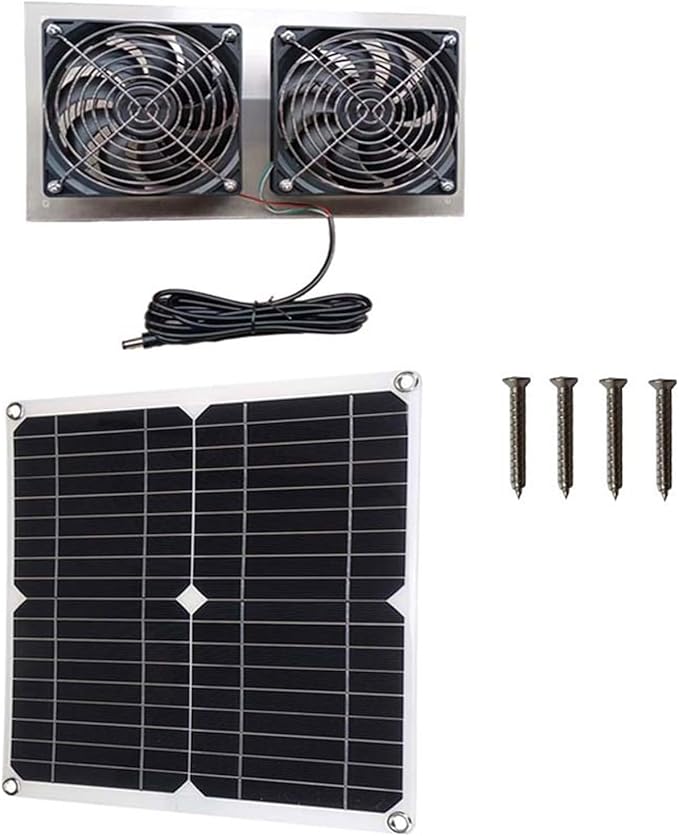 Easy Install Solar Powered Fan Heat Reduction Strong Air Movement Metal for Motorhomes Yachts Poultry & Pet Houses Solar Fan