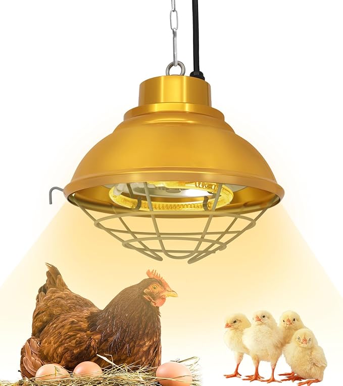 Chicken Coop Heater with Carbon Fiber Bulb, 600W Heat Lamp for Chickens Brooder, Chicken Heater Lamp with Adjustable 2-Mode Temperature & Hanging Height for Chick,Puppy,Cat,Goat,Piglet (350, Watts)