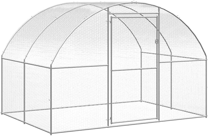 Large Metal Chicken Coop, Walk-in Poultry Cage with Galvanized Steel Frame, Durable Outdoor Run for Hens, Ducks, and Small Animals, 3x8x6.6 ft