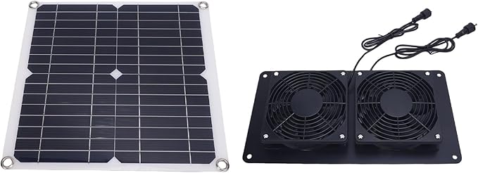 10W Solar Powered Exhaust Fan Kit with Dual Fan System for Pet House Chicken Coop Greenhouse, Suitable for Small Chicken Coops,Sheds,Window Exhausts