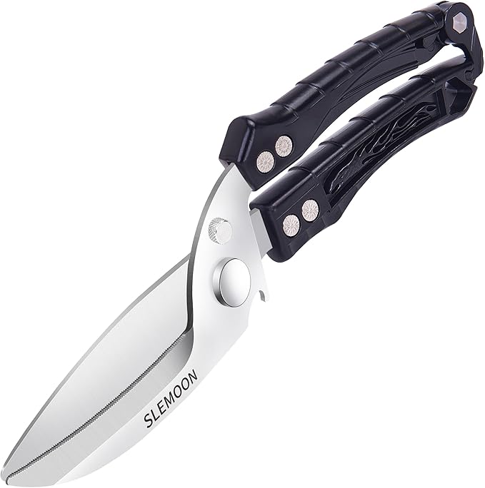 Kitchen Shears Heavy Duty Poultry Shears for Bone,Chicken,Turkey,Meat,Fish and Pizza Cutting Board Kitchen Scissors All Purpose for Food Ideal for Chef and Home Cooking,Dishwasher Safe Black