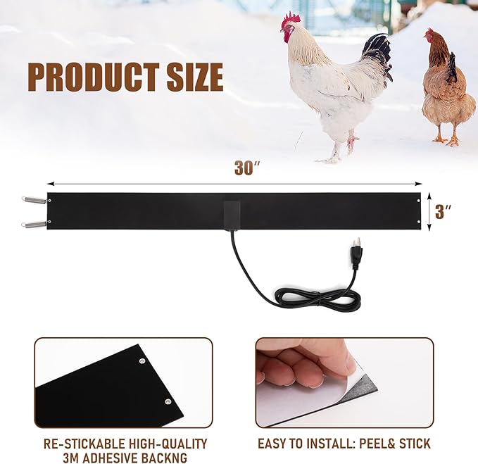 Thermostat Chicken Waterer Heater Self-Regulating Heating Bucket Belt for 2-5Gal Bucket with 6ft Power Cord for Freezing Winter Thermostat Chicken Water Insulation(Classic 2set)