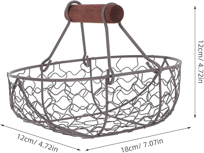 FAVOMOTO Easter Wire Egg Basket, Farmhouse Vintage Fresh Eggs Holder with Handle Kitchen Countertop Storage Container for Collecting Fruit Bread Farmhouse Kitchen Decor