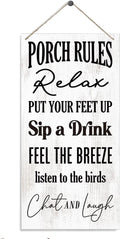 Porch Rules Signs, Positive Porch Decor, Decorative Wood Hanging Wood Plaque, Country Style Home Decoration, Farmhouse Home Decorative, Rustic Hanging Decor for Indoor Outdoor