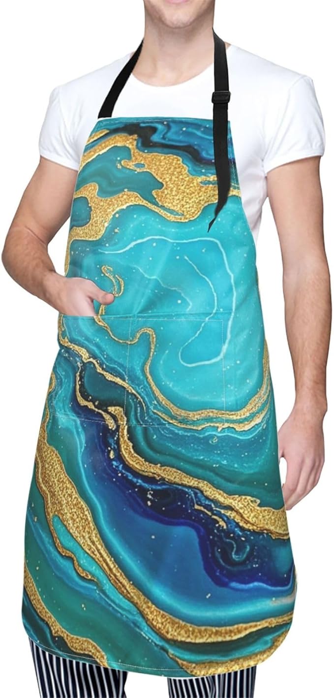 Waterproof Apron Adjustable Bib for Women Men Vintage Nautical White Ship Cooking Aprons Chef Bibs with 2 Pocket