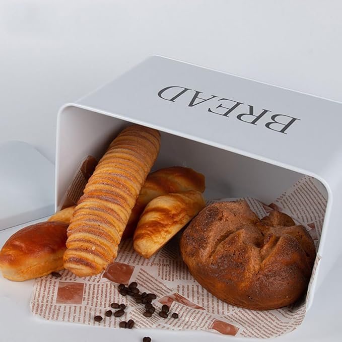 VICASKY Bread Box for Kitchen Countertop Metal Bread Storage Container with Handle Multi-functional Iron Organizer for Home Kitchen Storage and Grain Keeping