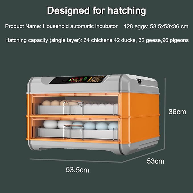 Automatic Incubator, Egg Incubator, with Automatic Temperature and Humidity Control Chicken Incubators for Hatching Eggs,192Eggs,128Eggs