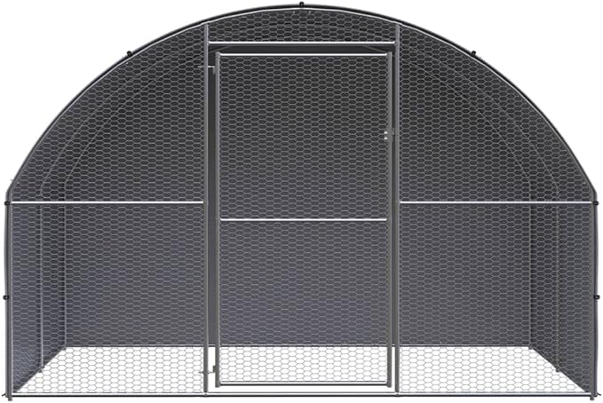 Large Outdoor Chicken Coop with Waterproof Cover, Heavy Duty Galvanized Steel Walk-in Poultry Run for Hens, Ducks and Rabbits, 9.8 x 9.8 x 6.6 Ft