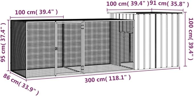 Large Chicken Coop, Galvanized Steel Poultry Cage for Backyard, Durable Outdoor Hen House with Escape-Proof Latches, Expandable Run for Small Animals