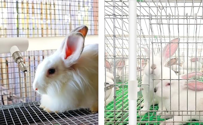 Stainless Steel Rabbit Water Nipples Metal Automatic Watering System Kit with PVC Tee for Guinea Pig, Hamster, Ferrets Other Rodent Small Animals(6Pcs)