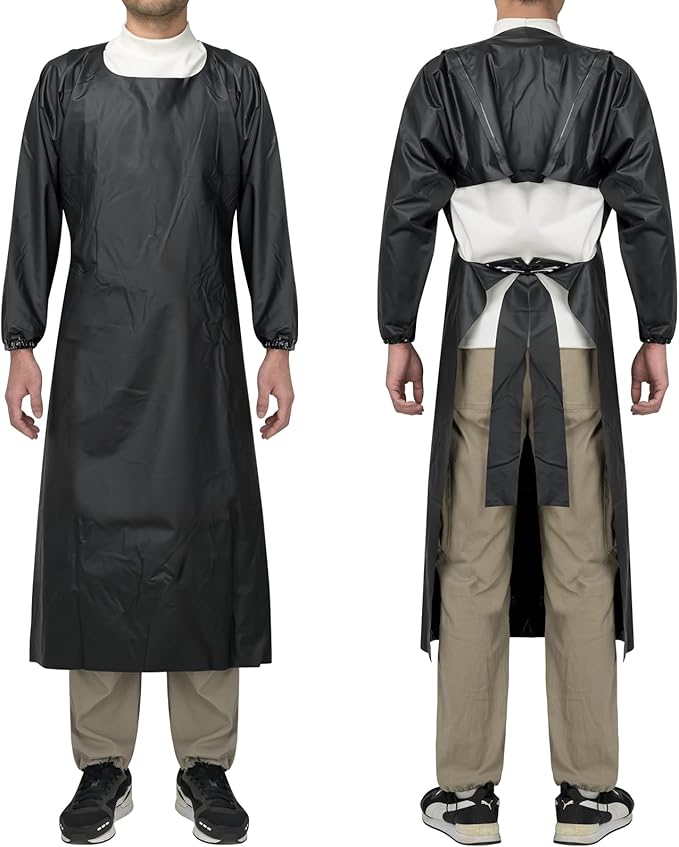ELEBOX Waterproof Apron with Long Sleeves, Safety Apron Work Uniform for Men & Women, Chemical Resistance Anti-Tear Apron