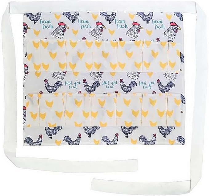 Egg Collecting & Gathering Apron with 12 Pockets,Durable Chicken Egg Apron for Women/Men,Fresh Eggs Collection