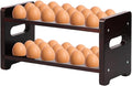 Wooden Egg Holder Countertop, 2-Tier 36-Egg Storage Rack, Farmhouse Egg Basket for Gathering Fresh Eggs, Egg Tray Storage Display Stand, Kitchen Counter Top Organizer for Chicken Duck Quail Eggs