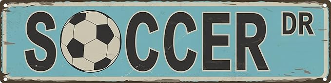 Soccer Dr Metal Sign 4x16in Rustic Sports Plaque for Office Wall Decor Coach Gift