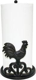 Rustic Elegance Cast Iron Rooster Paper Towel Holder - Freestanding 12" Kitchen Countertop Accessory with Farmhouse Charm - Black Country Style Decor