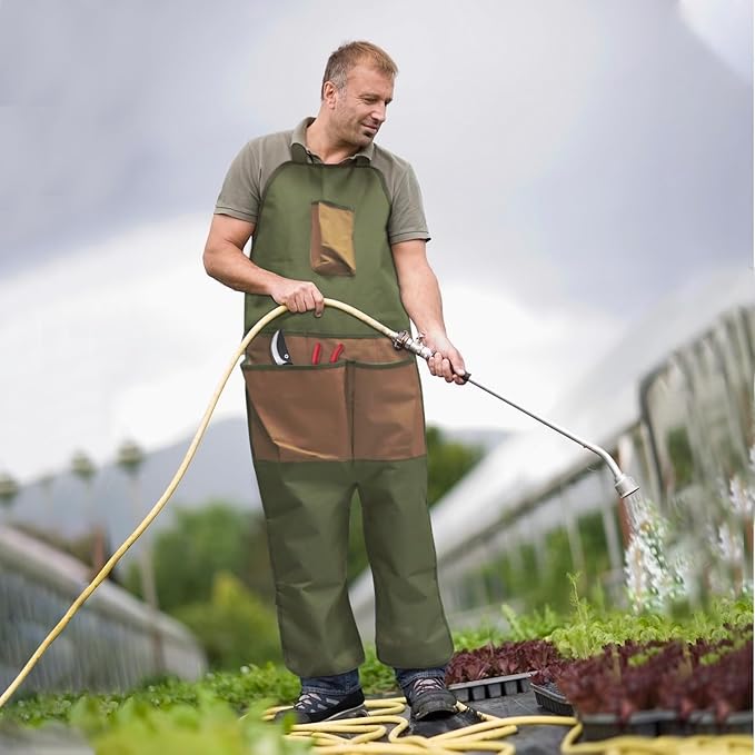 Gardening Apron with Pockets for Women & Men, With Adjustable Straps,Ideal for Gardening, Cooking, Painting