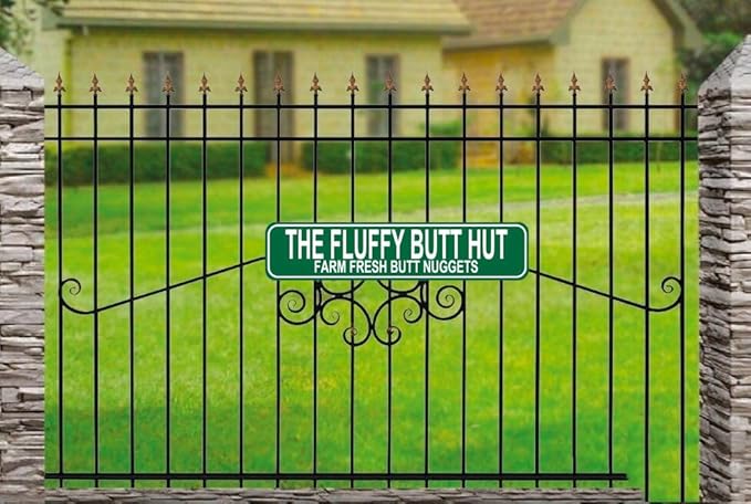 The Fluffy Butt Hut Farm Fresh Butt Nuggets Sign - Chicken Coop Rustic Street Metal Sign or Door Name Plate Plaque Home Pub Bar Wall Decor Green Metal Tin Sign 16 X 4 Inch