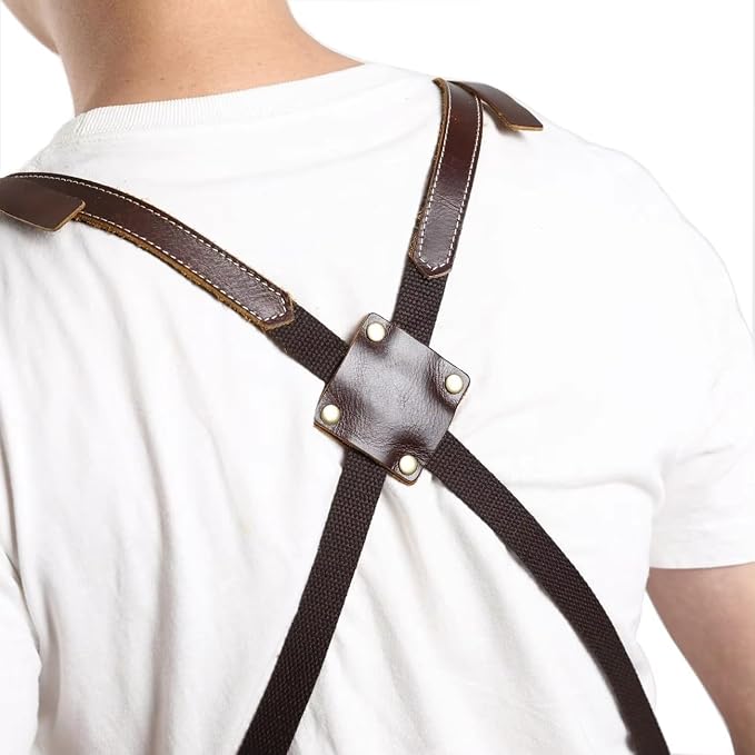 Midkit One Size Fits Utility Apron Adjustable Cross-Back Straps Multi-Use Portable Waxed Canvas Aprons With 5 Tool Pockets