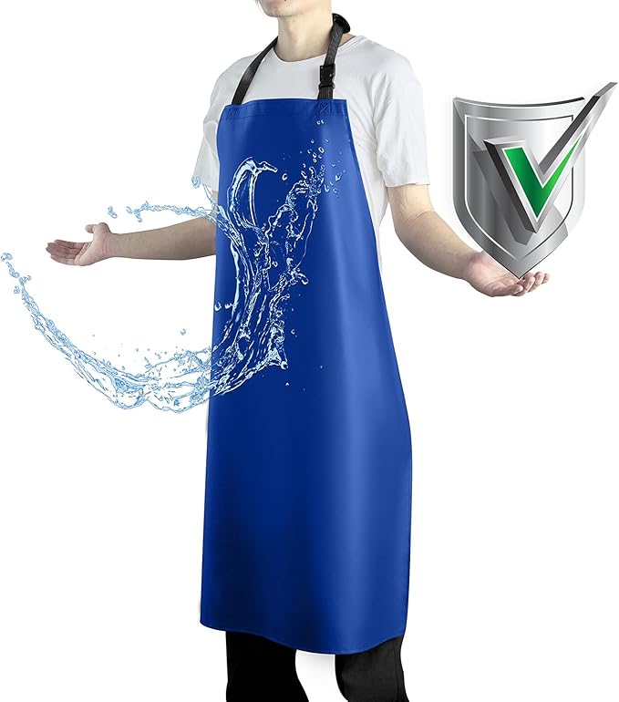 Waterproof Apron with Comfortable Adjustable Bib Rubber Vinyl Dishwasher Heavy Duty Apron for Men Women Dishwashing