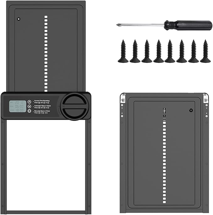 Automatic Chicken Coop Door, Waterproof Aluminum Alloy Solar Chicken Coop Door，Programmable LCD Screen with Timer