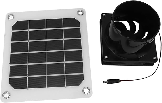 20W Solar Powered Exhaust Fan Kit, Portable 6 Inch Solar Fan with Protective Net for Pet Chicken House Ventilation