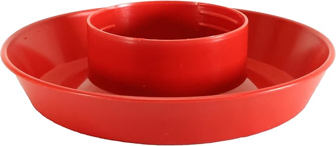 Little Giant® Screw-On Poultry Waterer Base | Heavy Duty Plastic Water Tray Base for Container | Chicken Waterer Screw on Base (Red, 1 Count)
